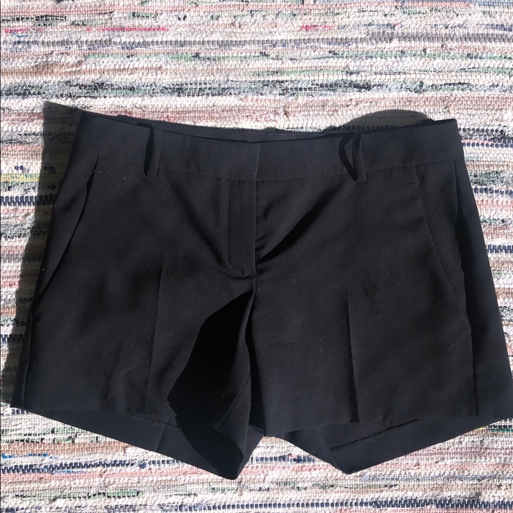 Theory black double stretched cotton mini shorts